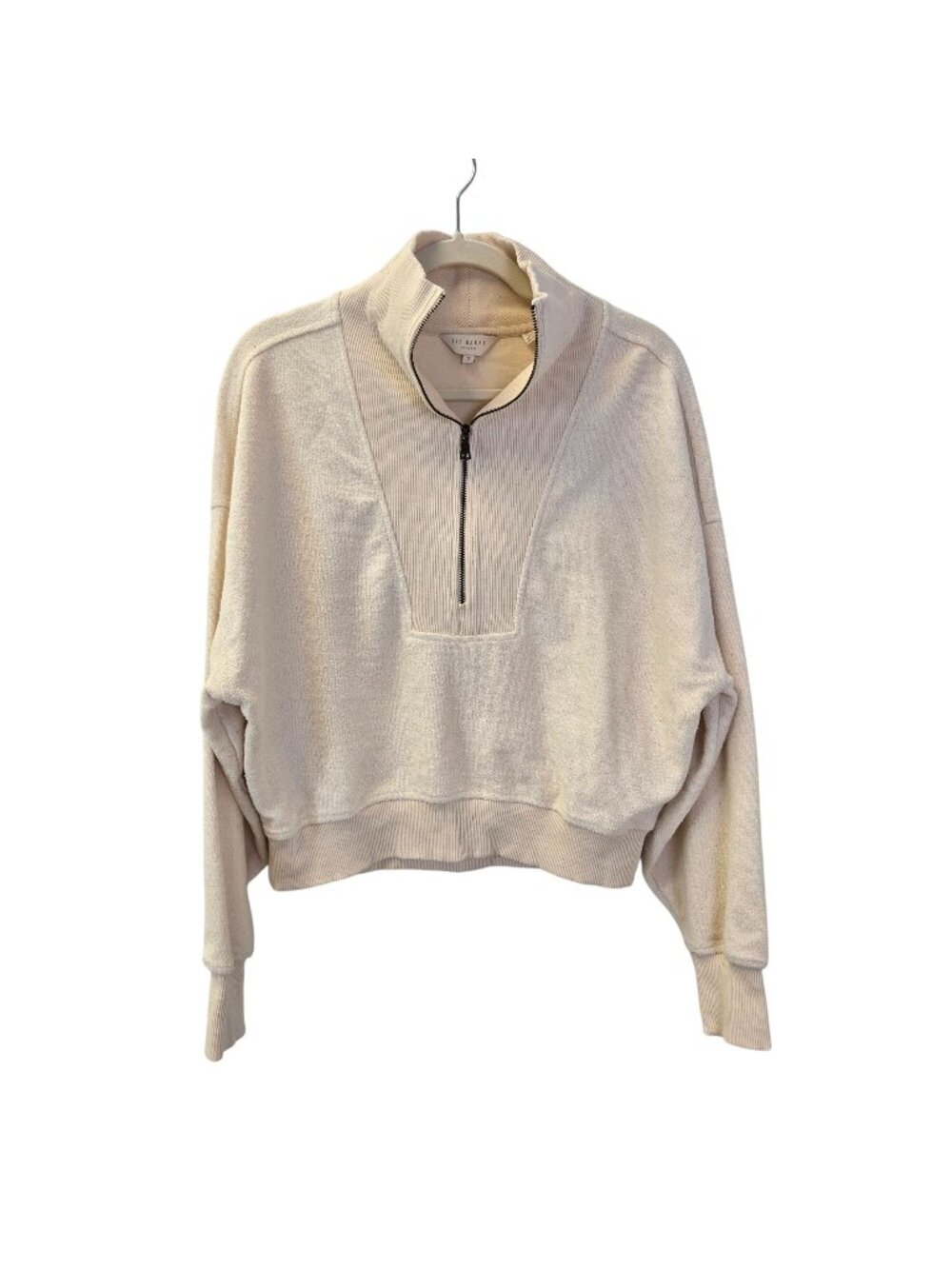 Ted Baker Varen Funnel-neck Cotton Half Zip Cropped Jumper Jacket Size TB 4/US 1